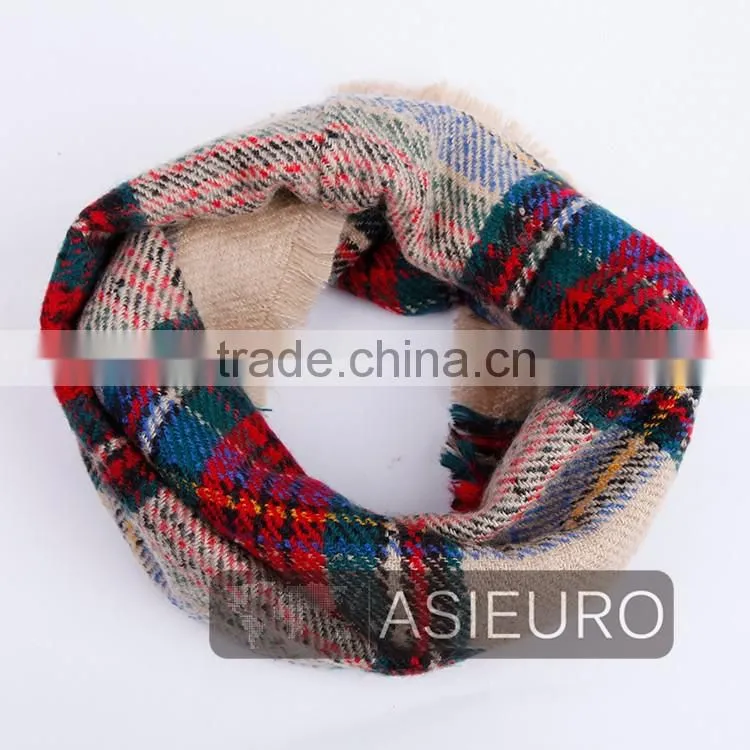 Fashion Checked Acrylic Tube Scarf For ladies Multi Colors BSCI AND SEDEX