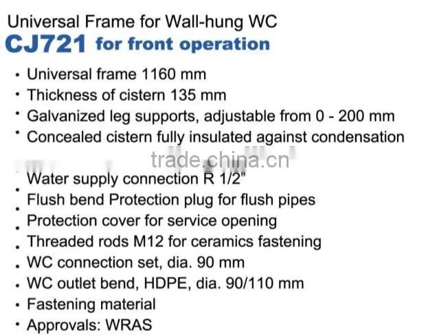 Concealed water storage tank with frame and dual flush system for bathroom