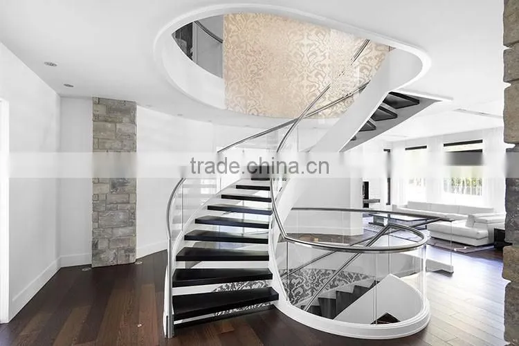 hotel lobby curved stainless steel glass staircase