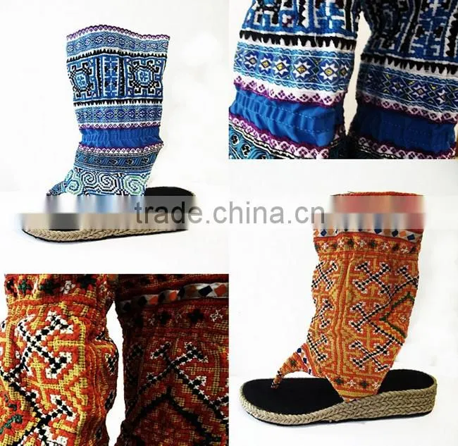 Tribal Fabric Sandals, One of a kind vegan friendly hand-dyed ethnic flip flops