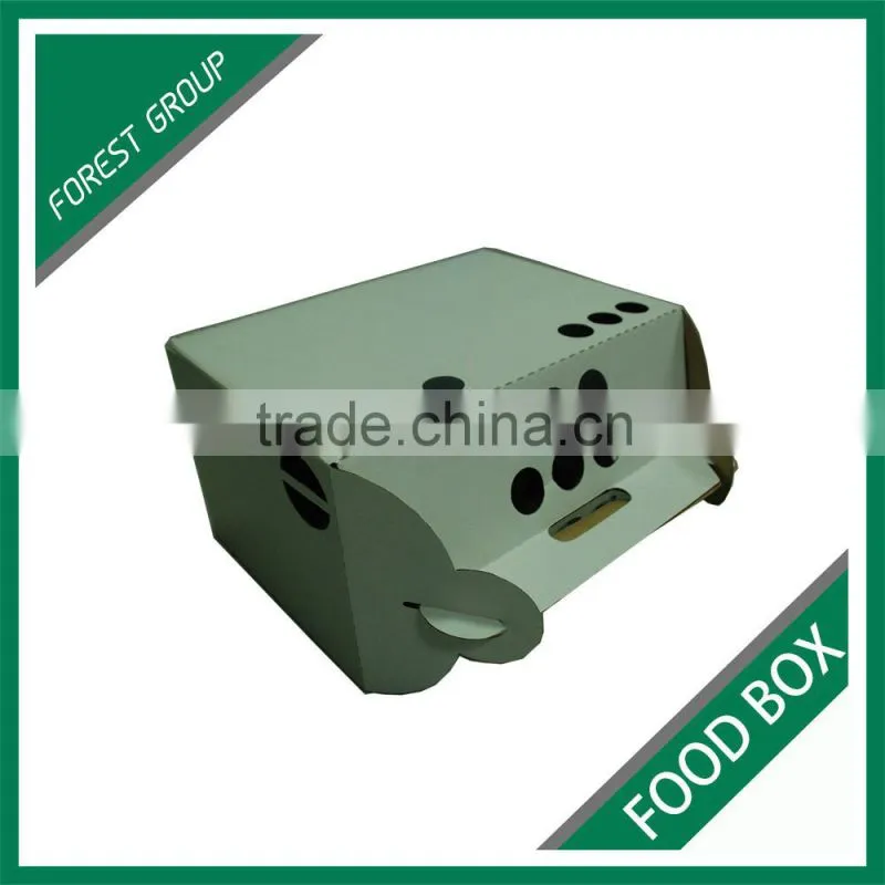 WHITE PLAIN CORRUGATED FOOD BOX FOR SHIPPING HAMBURGER WITH CUSTOM LOGO AND PRINT