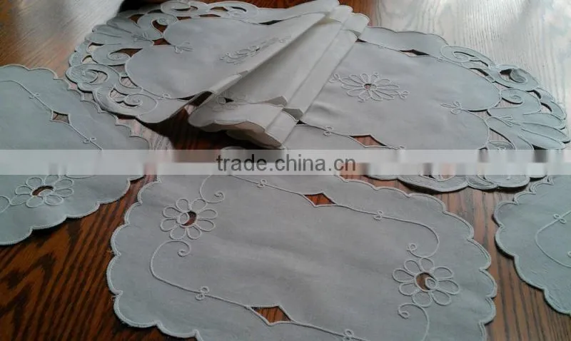 Cut work and hand embroidered table runner