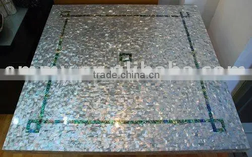 Natural shell mosaic table top -white mop shell mixed abalone