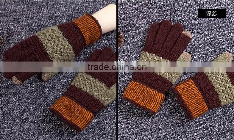 Wholesale Contrast Color Touch Sreen Gloves For Lifestyle With 2 Conductive Fiber Fingertips