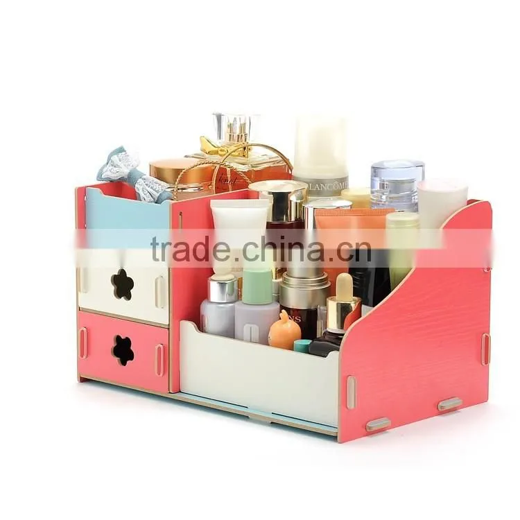Factory fashionable wooden makeup box/ cosmetic box makeup kit/ luxury makeup box