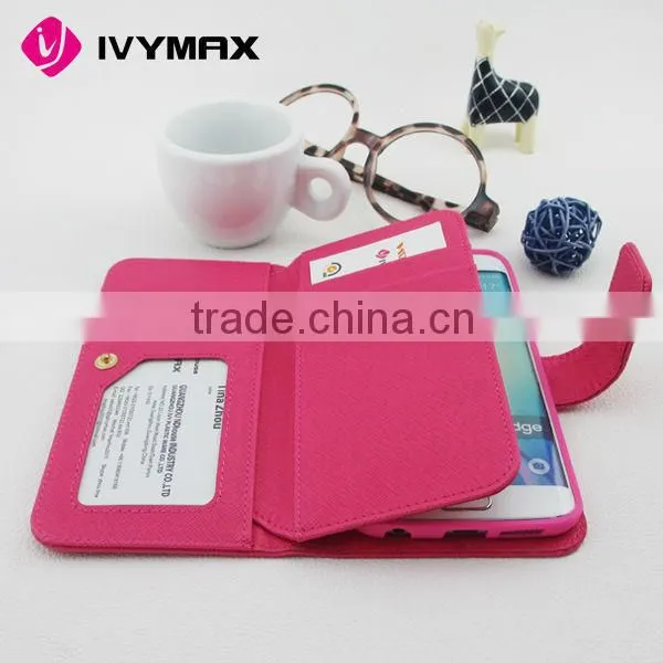 Good quality cover case for samsung galaxy s6 edge PU TPU leather wallet case