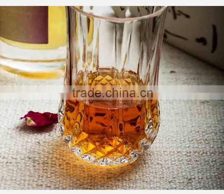 Machine made fashional shape 330ml whiskey glass