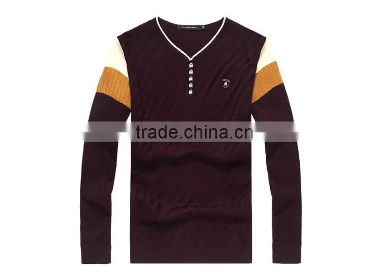 Mens slim contrast color breathable pullover sweater