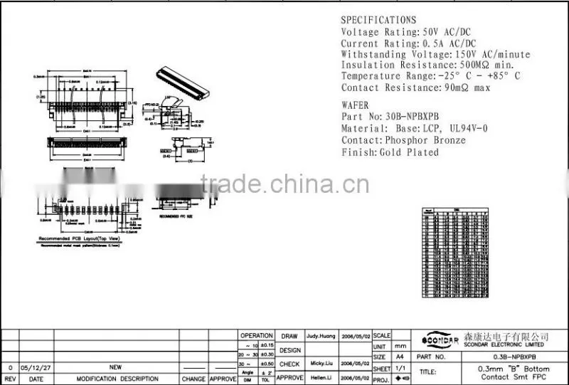 0.3mm low profile fpc connector