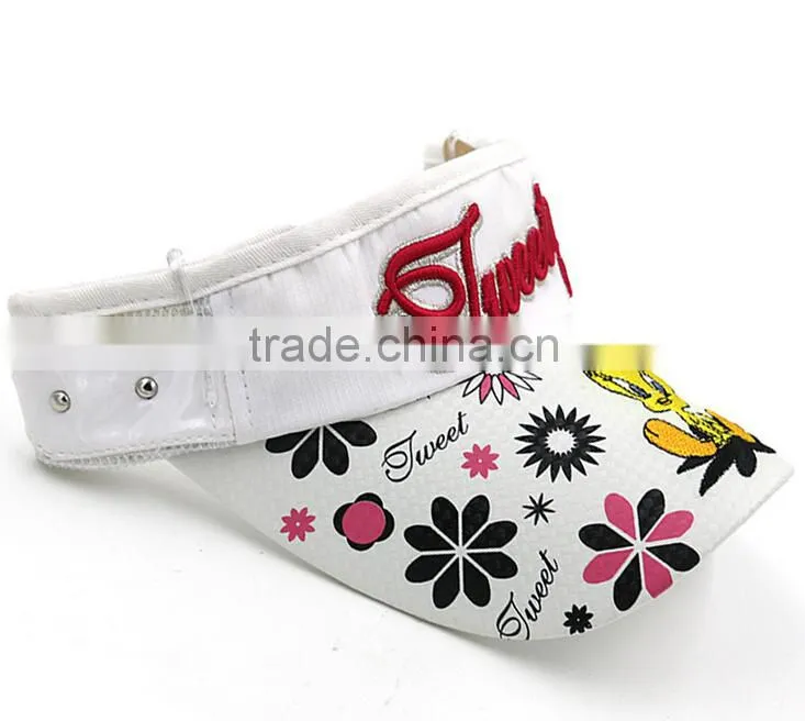 Colorful bright printing and embroidery design sun visor for kids