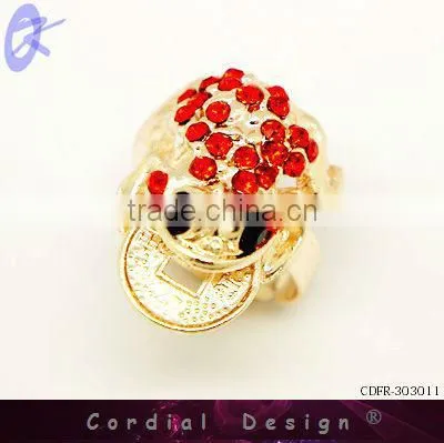 hot sale colour rhinestone fashion cheap spittor ring
