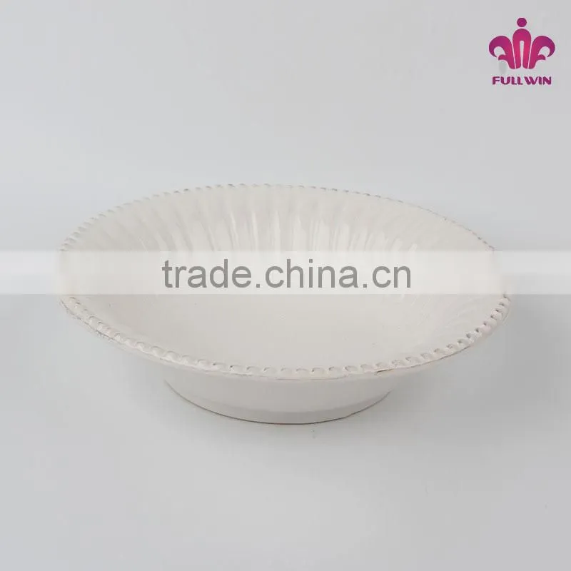 New Ceramic Dinner serving Retangle Platter White/Cream/Green color