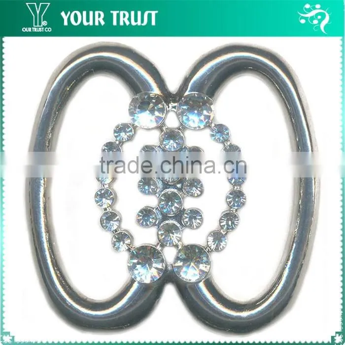 4MM Clear Cystal Drop Rhinestone Frame Rhodium Metal Belt Buckle