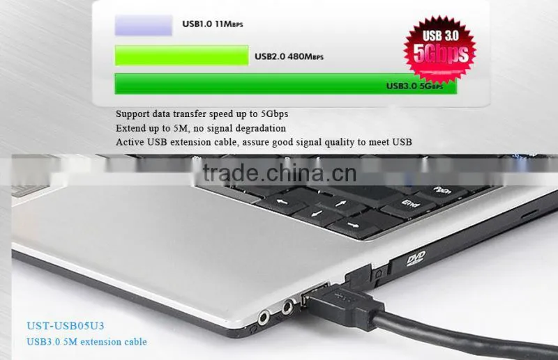 2014,High Speed of Data Transfer,USB3.0 Male to Female Adapter Extension Cable black ,With red power