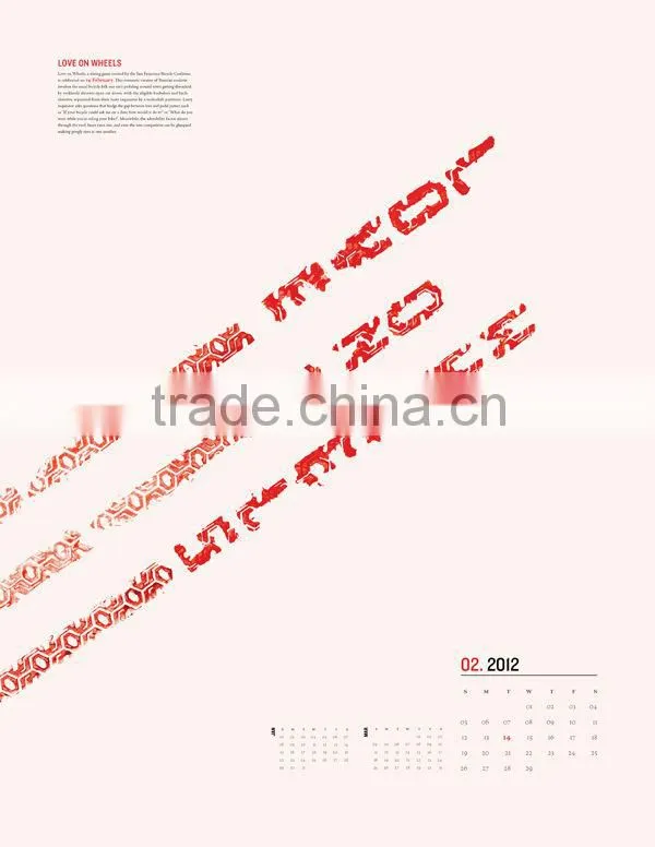 Fashionable and Simple Paper Wall Calender Roll 2014