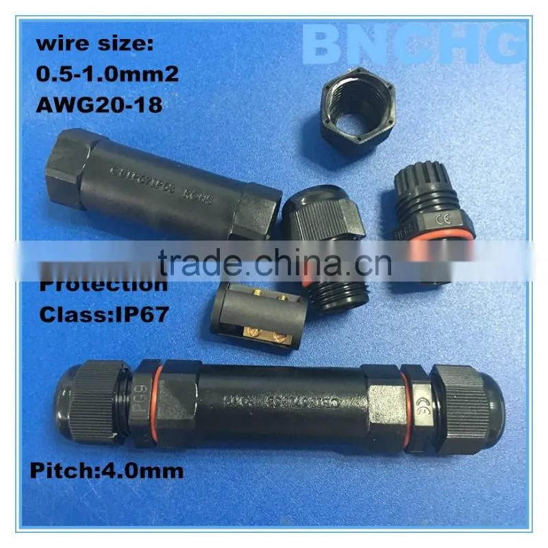 hot sale 250V cable type IP67 waterproof connectors 2pin 3pin