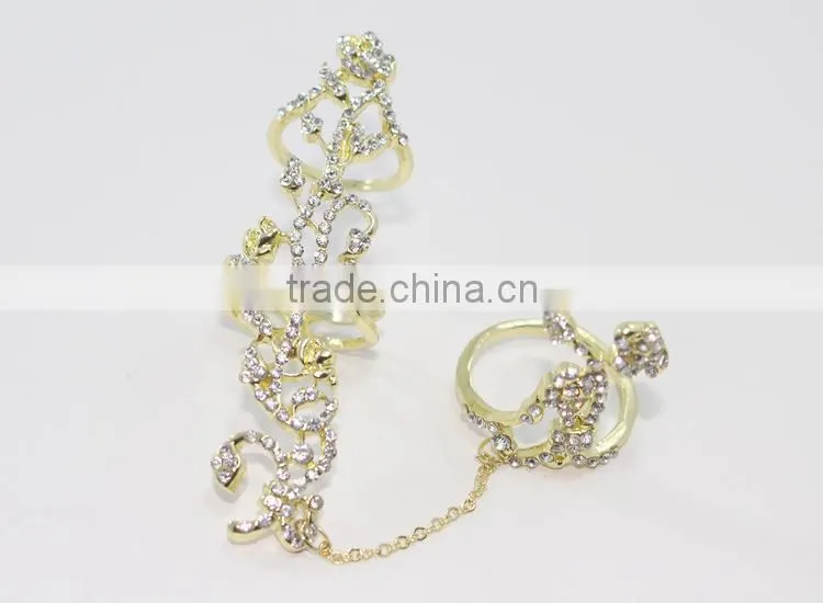 novelty antique silver rose flower shaped double ring