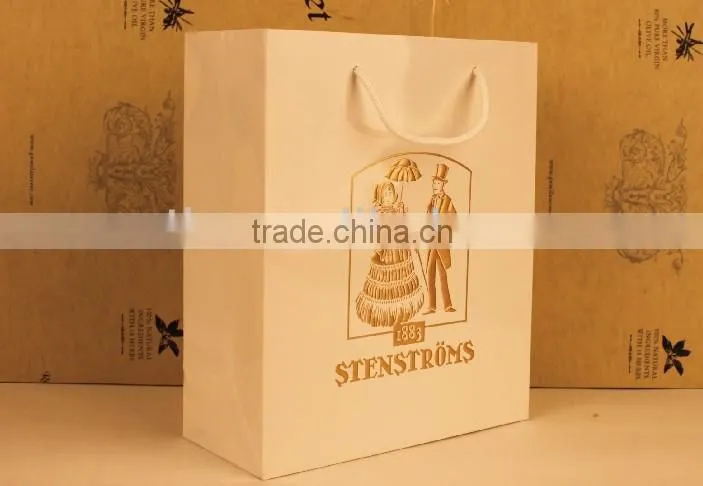 Hot selling cheap price hot stamping gift paper bag with handles