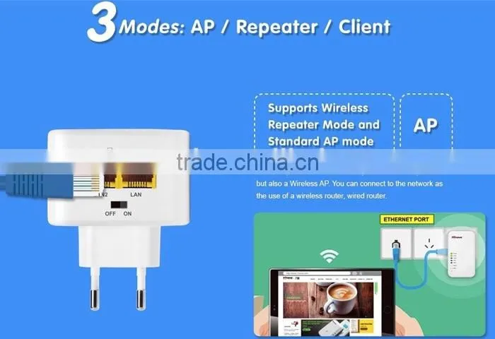 Wallmount 2.4G 27dBm High Power 300M 11N Wireless WiFi Repeater EU/US/AU/UK Power Adapter