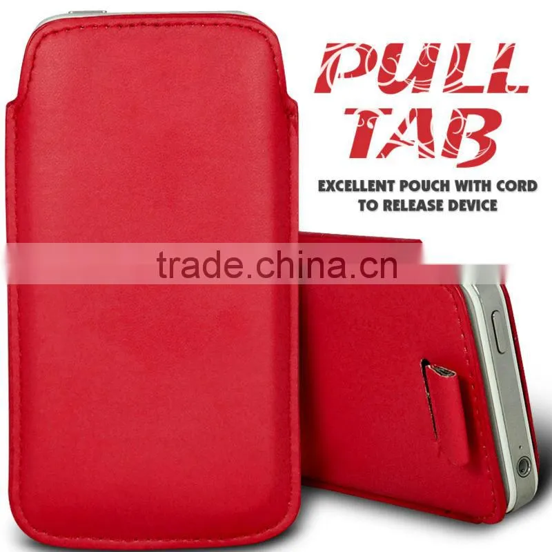 Wallytech Soft PU Leather Pull TAB Slip Pouch Case Cover For Samsung Galaxy S4 I9500 Pull Leather Case