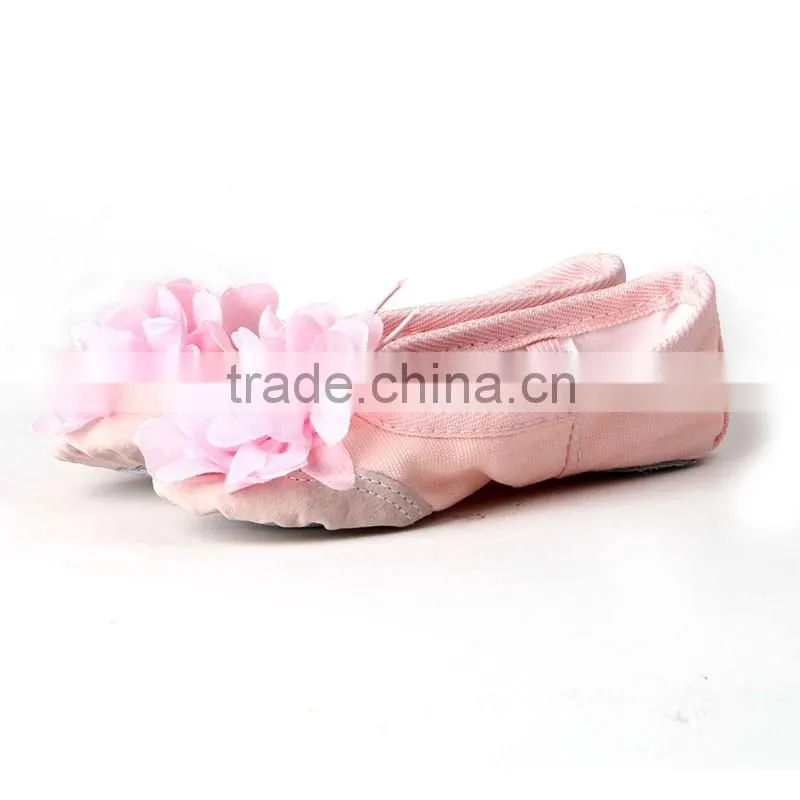 Fashion beautiful dance wear black and big red flower ballet shoes baby girls shoes