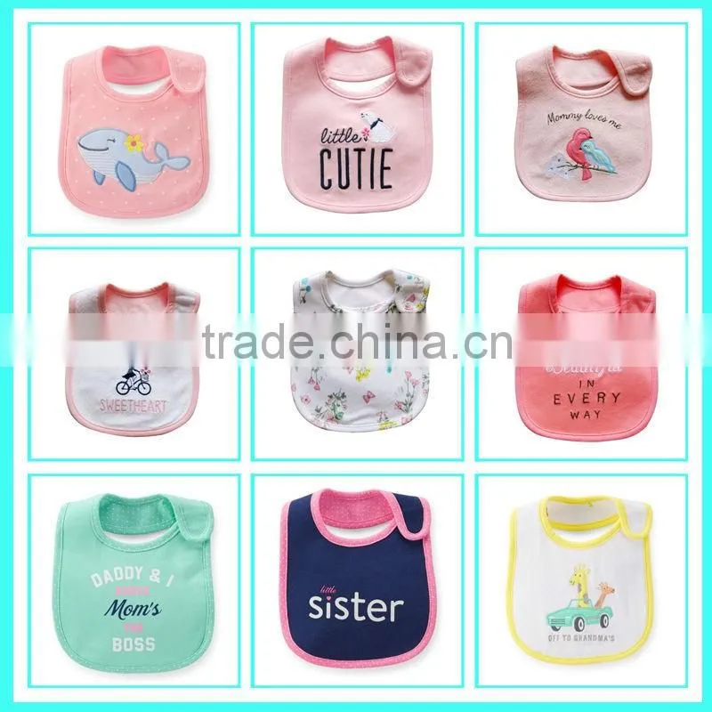 Hot selling 100% cotton 3 layors waterproof comfortable baby bib, baby drool bib manufacturer