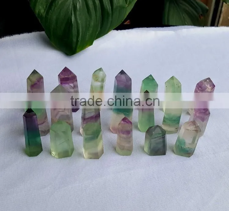 Top Quality Polished Rainbow Fluorite Crystal Points Purple&Green Fluorite Crystal Wand