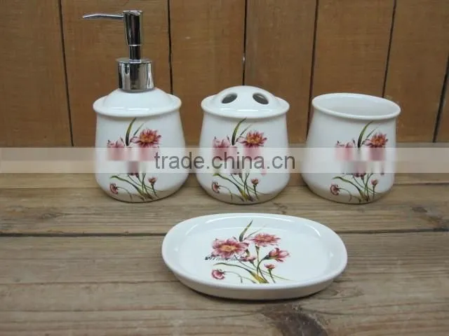 Elegant Wholesale Hotel Ceramic 4 pcs Bathroom Accessories Set