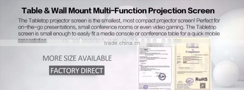 Golden Tone Tabletop Micro Portable Presenter Projector Screen, Easy Carry Outdoor Wall Mount Projection Screen 40" 50"