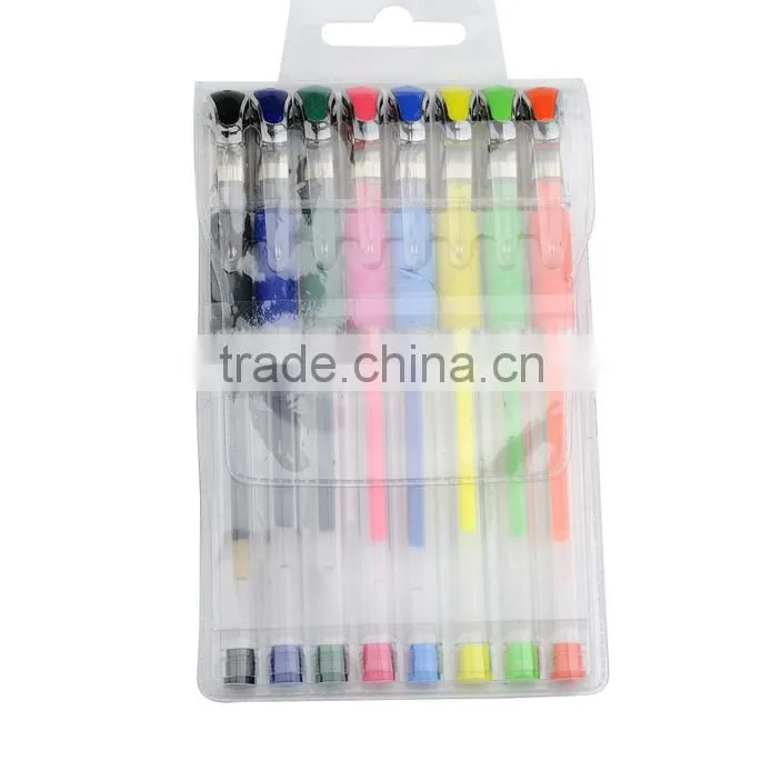 2015 best selling 8 colors pack glitter gel ink pen set (G-209)
