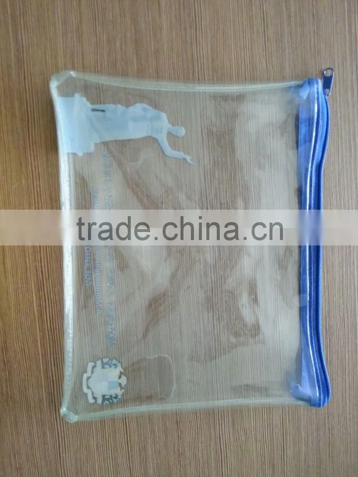 PVC clear zipper bag with client's logo printing