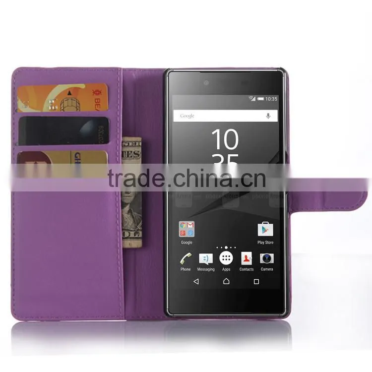 Cheap goods from china Credit Card Slots Wallet Lychee Leather pu leather cover for sony z5 premium wholesale alibaba