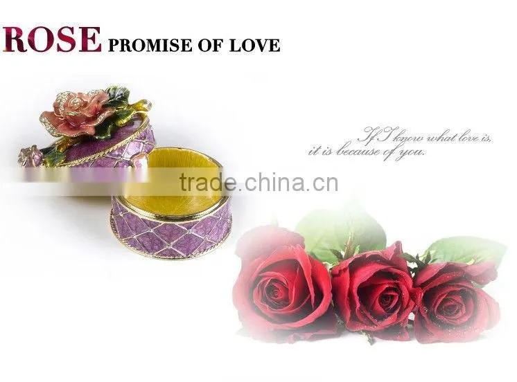 RORO Beautiful Life rose enamel metal craft jewellery box