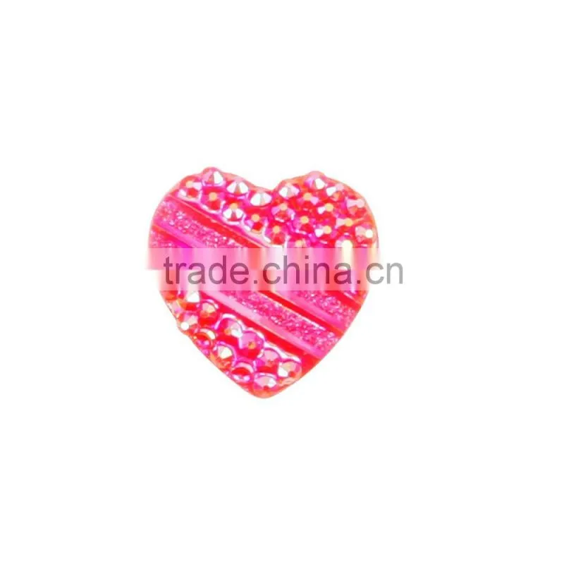 2016 fashion heart resin stone with flat back in green color CXX-0092