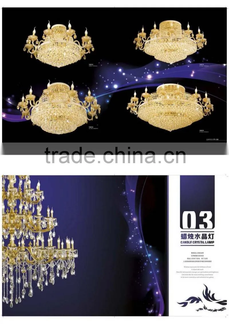 Golden Crystal Light Ceiling indian ceiling lighting for hotel hall OW603