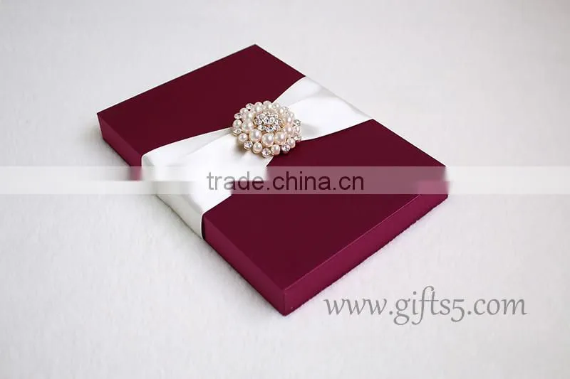 Luxury Fuchsia wedding invitation gift boxes in handmade