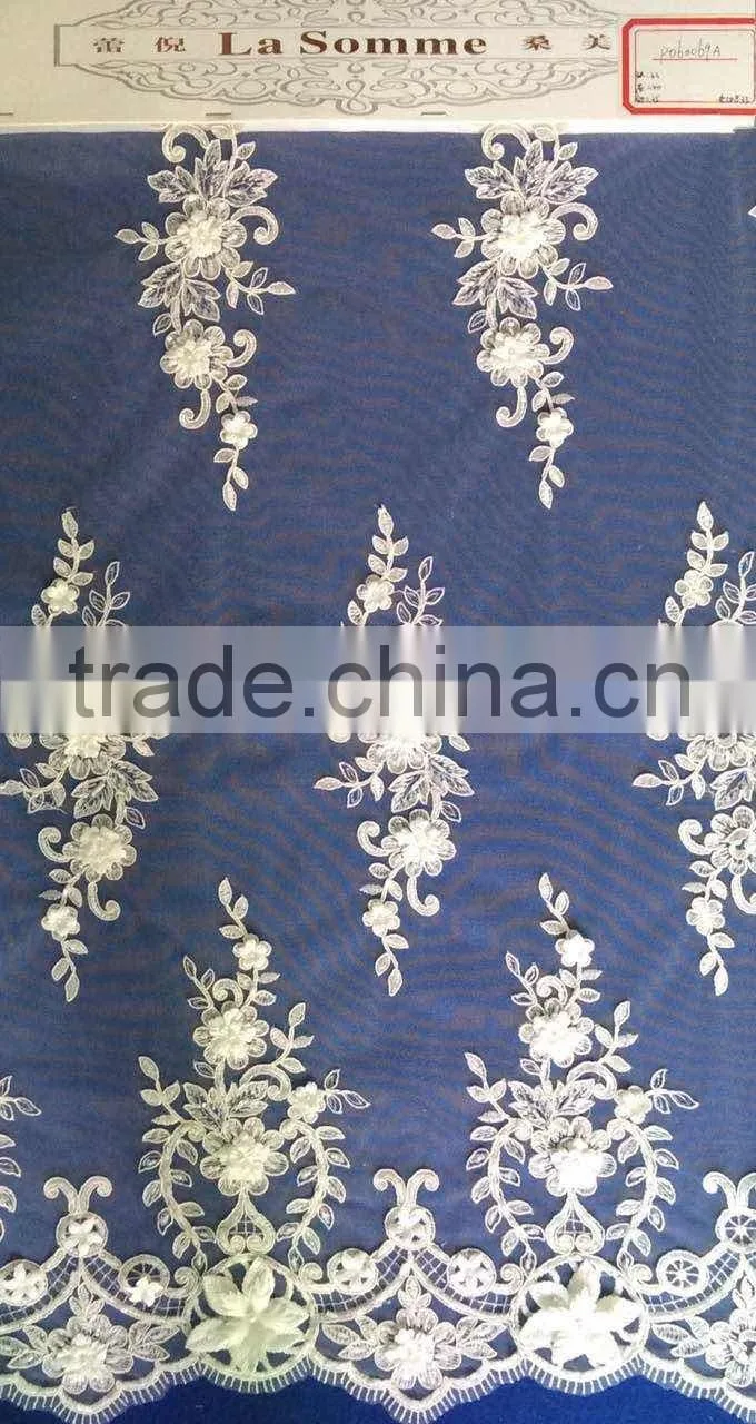 3D embroidery designs lace fabric for wededing dress