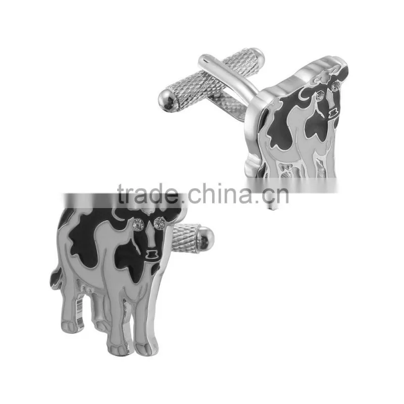 2015 new arrival hot selling 3D cow novelty cufflinks&tie bar wholesale