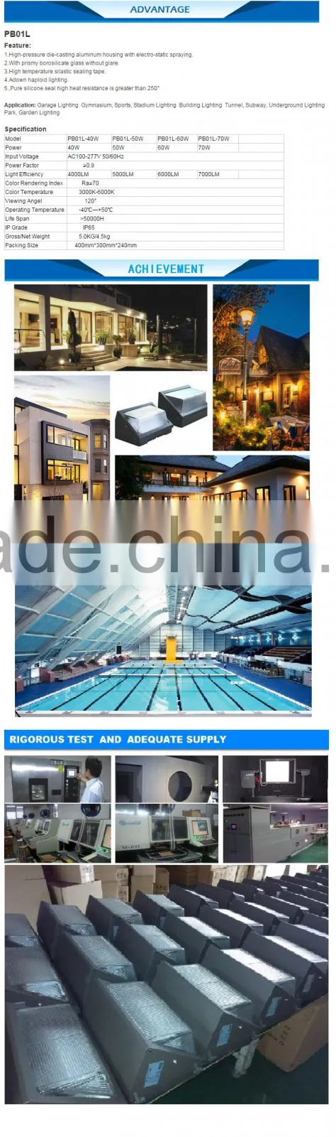 China supply Led light source high lumen energy saving 50w led wall pack / led wall pack light with 3 years warranty