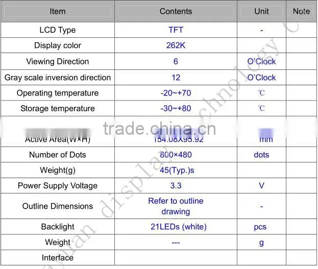 7 inch small vga lcd monitor with 800x480 digital vga lcd monitor