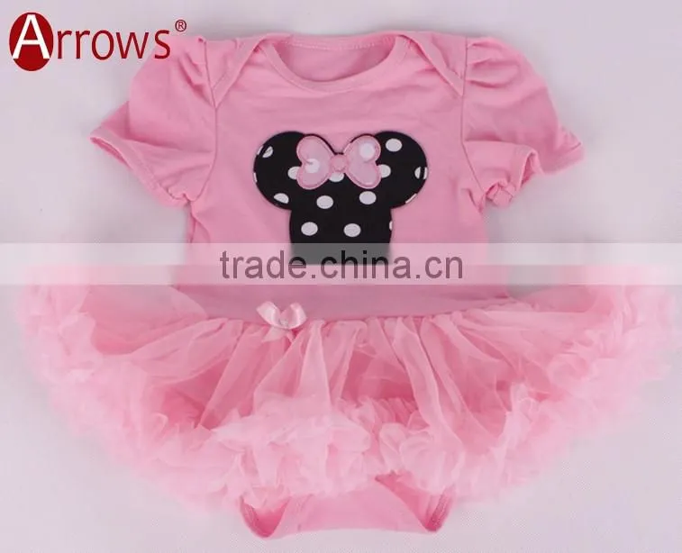 Organic Cotton Baby Girls Lace Dress Sets Short Sleeve Clothing Embroidered With Cake Pattern