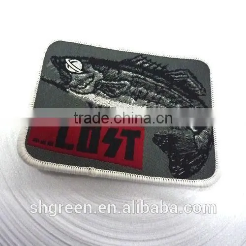 Round high density woven label with serging border for kids garment