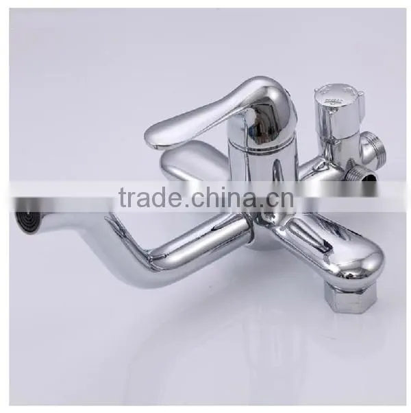 Brass Finish Cross Handle Bath Tub Faucet, Hot And Cold Water Copper Faucet Shower Mixer, Shower Mixer