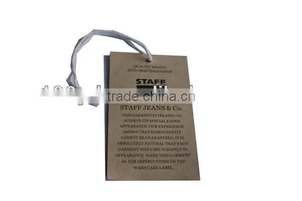 China 250g kraft paper garment paper hang tags with string