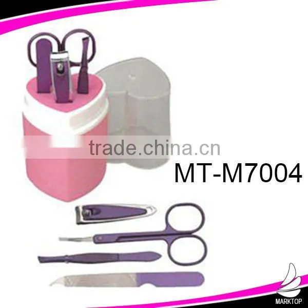 Pink aluminum box travel mini manicure kit