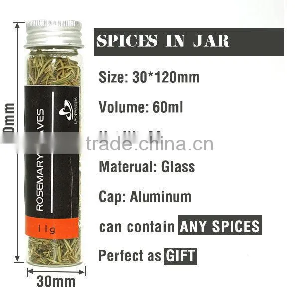 30X120mm 60ml Spice Jar with Alumininum Cap