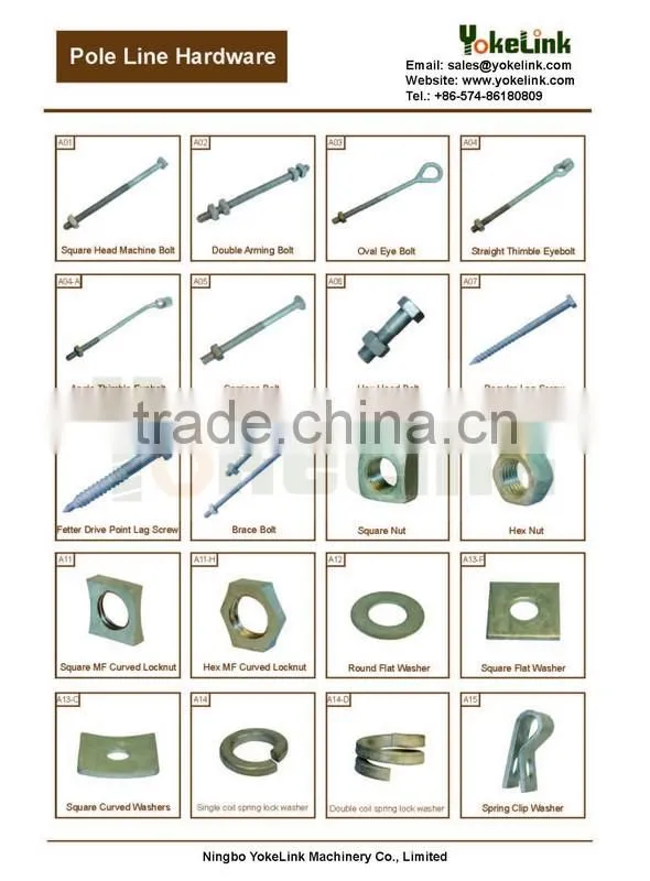High strength Carbon steel I'' Structural electrical crossarm wood crossarm insulator pin for Cable Hardware