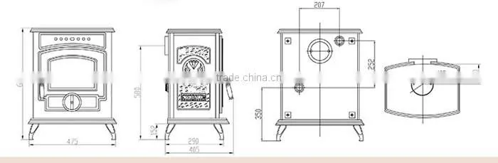 5.0KW Modern design wood burning stoves and wooden burning fireplace DHF332