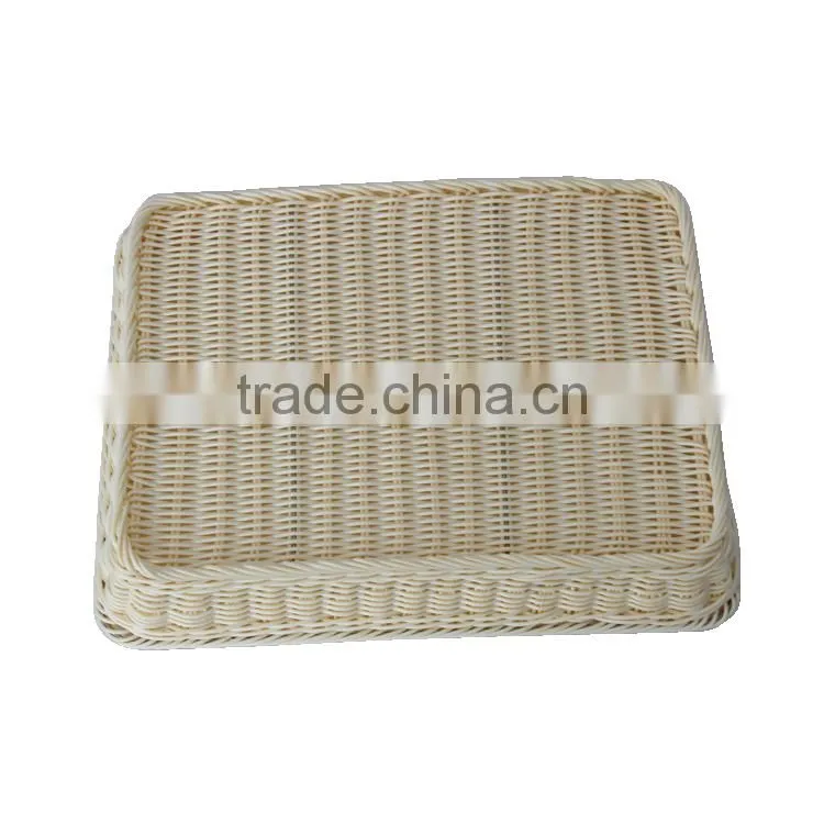 Rectangular rattan woven table storage baskets for food display