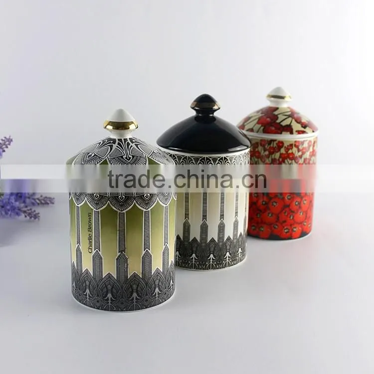 China supplier new premium custom Christmas wholesale ceramic unique candle jars holder cup